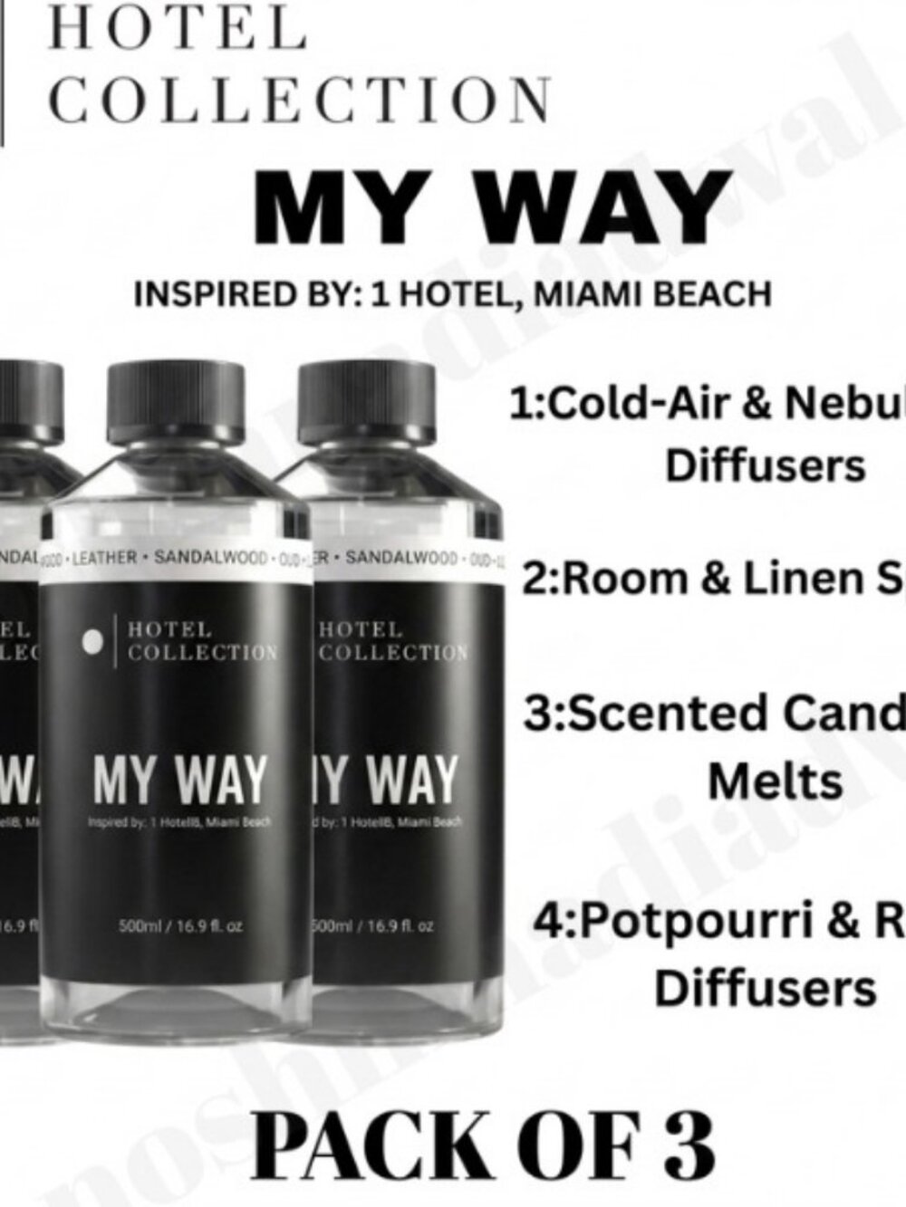 My Way 500ml Diffuser Oil Inspired By 1 Hotel Miami , Hotel Collection Aroma360